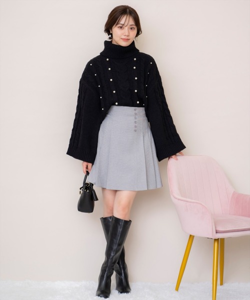 WILLSELECTION(ウィルセレクション)の「サイドボタンミニスカート(スカート・レディース・ブラック/グレー/レッド・MEDIUM)」の12枚目の写真