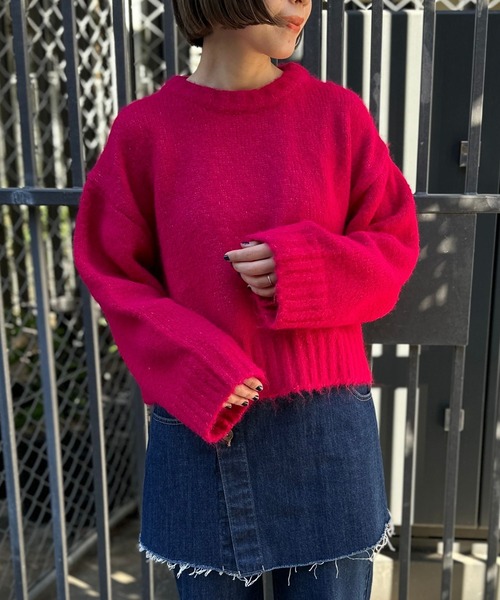 LEPSIM（レプシィム）の「3ゲージヘアリーショートプルオーバー　987185（ニット/セーター・レディース・オフホワイト/グレー/ブルー/ピンク・FREE）」の4枚目の写真