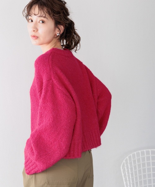 LEPSIM（レプシィム）の「3ゲージヘアリーショートプルオーバー　987185（ニット/セーター・レディース・オフホワイト/グレー/ブルー/ピンク・FREE）」の5枚目の写真