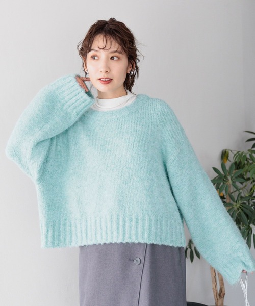 LEPSIM（レプシィム）の「3ゲージヘアリーショートプルオーバー　987185（ニット/セーター・レディース・オフホワイト/グレー/ブルー/ピンク・FREE）」の11枚目の写真