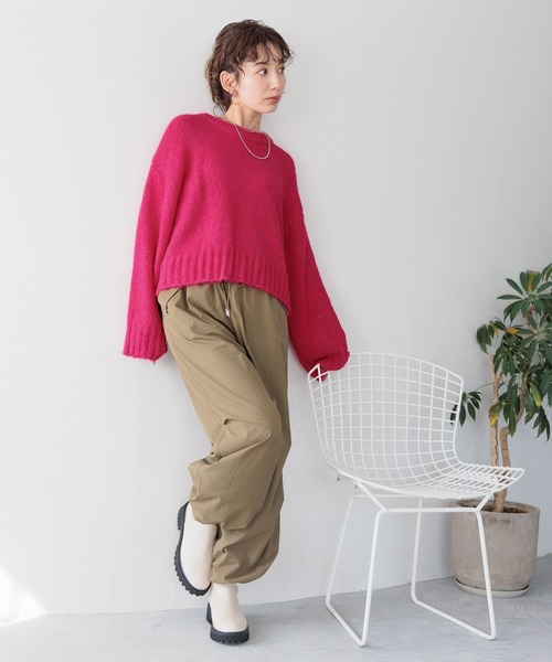 LEPSIM（レプシィム）の「3ゲージヘアリーショートプルオーバー　987185（ニット/セーター・レディース・オフホワイト/グレー/ブルー/ピンク・FREE）」の8枚目の写真