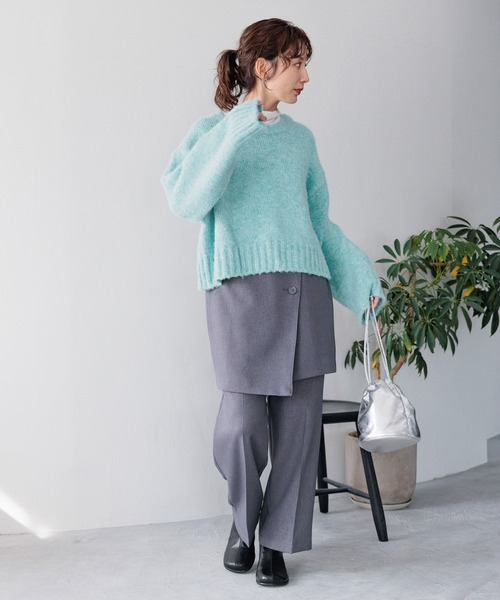 LEPSIM（レプシィム）の「3ゲージヘアリーショートプルオーバー　987185（ニット/セーター・レディース・オフホワイト/グレー/ブルー/ピンク・FREE）」の14枚目の写真