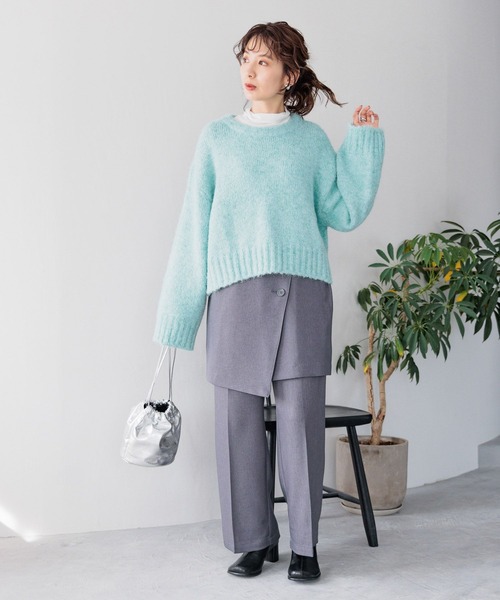 LEPSIM（レプシィム）の「3ゲージヘアリーショートプルオーバー　987185（ニット/セーター・レディース・オフホワイト/グレー/ブルー/ピンク・FREE）」の15枚目の写真