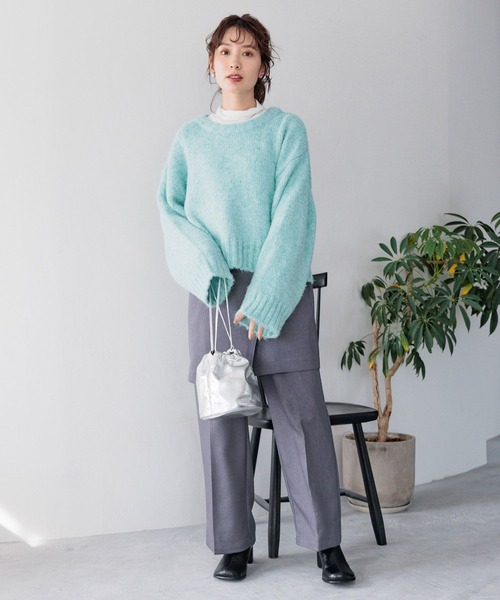 LEPSIM（レプシィム）の「3ゲージヘアリーショートプルオーバー　987185（ニット/セーター・レディース・オフホワイト/グレー/ブルー/ピンク・FREE）」の16枚目の写真