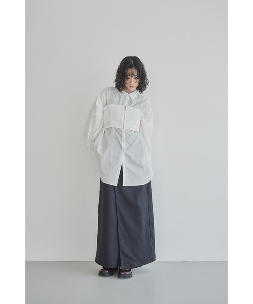 Abor（アボア）の「【Abor】シャーリングビスチェシャツ（シャツ/ブラウス・レディース・ブルー/オフホワイト/ブラック・FREE）」の14枚目の写真