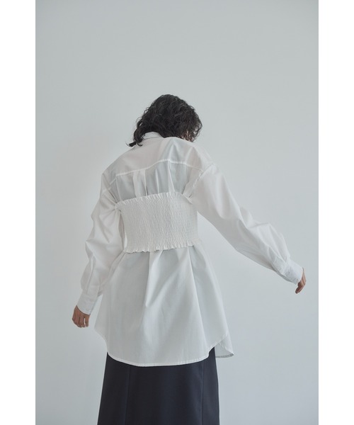 Abor（アボア）の「【Abor】シャーリングビスチェシャツ（シャツ/ブラウス・レディース・ブルー/オフホワイト/ブラック・FREE）」の12枚目の写真