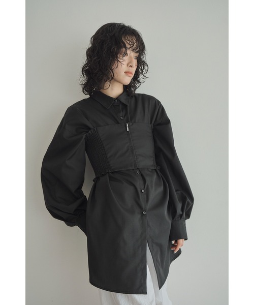Abor（アボア）の「【Abor】シャーリングビスチェシャツ（シャツ/ブラウス・レディース・ブルー/オフホワイト/ブラック・FREE）」の20枚目の写真