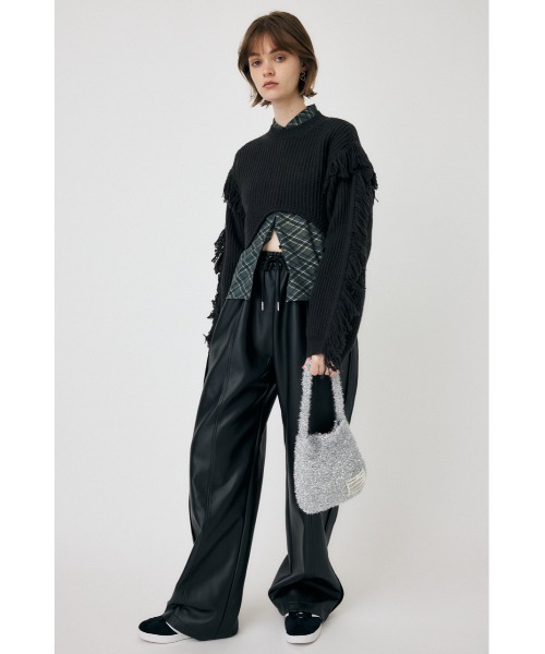 MOUSSY（マウジー）の「IRREGULAR HEM CROPPED ニット（ニット/セーター・レディース・ダークカーキ/チャコールグレー/オフホワイト・FREE）」の8枚目の写真