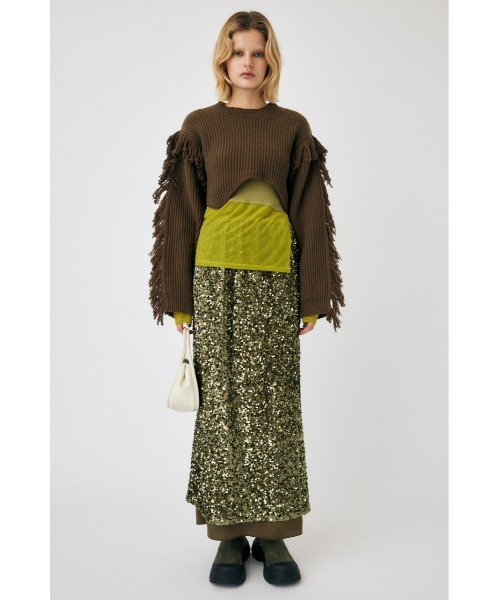 MOUSSY（マウジー）の「IRREGULAR HEM CROPPED ニット（ニット/セーター・レディース・ダークカーキ/チャコールグレー/オフホワイト・FREE）」の16枚目の写真