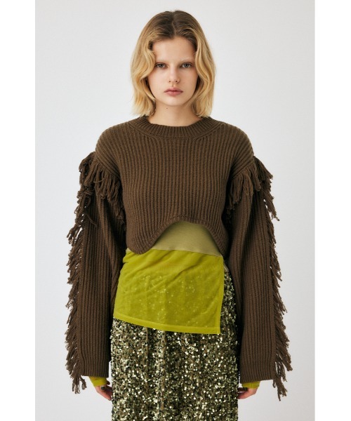 MOUSSY（マウジー）の「IRREGULAR HEM CROPPED ニット（ニット/セーター・レディース・ダークカーキ/チャコールグレー/オフホワイト・FREE）」の17枚目の写真