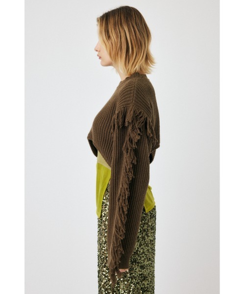 MOUSSY（マウジー）の「IRREGULAR HEM CROPPED ニット（ニット/セーター・レディース・ダークカーキ/チャコールグレー/オフホワイト・FREE）」の18枚目の写真