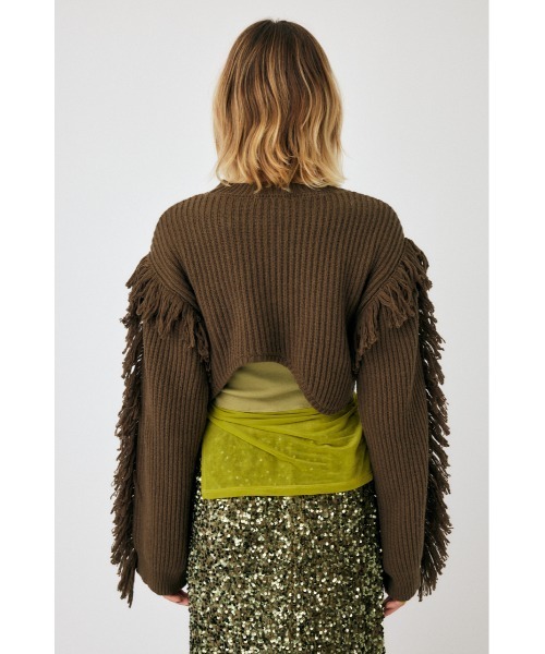 MOUSSY（マウジー）の「IRREGULAR HEM CROPPED ニット（ニット/セーター・レディース・ダークカーキ/チャコールグレー/オフホワイト・FREE）」の19枚目の写真