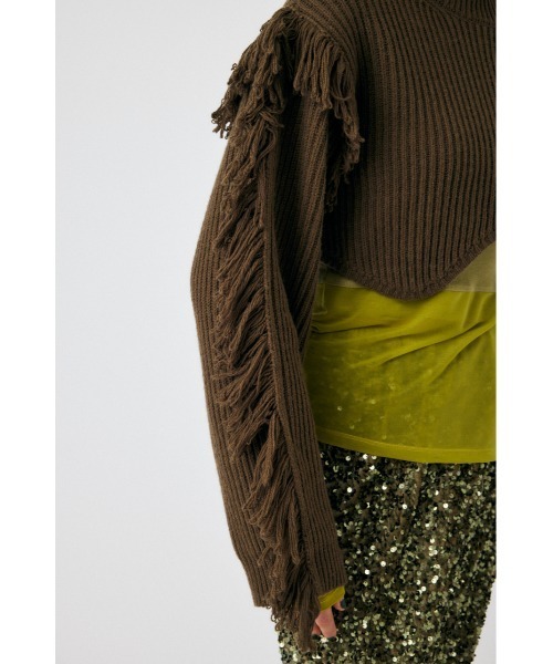 MOUSSY（マウジー）の「IRREGULAR HEM CROPPED ニット（ニット/セーター・レディース・ダークカーキ/チャコールグレー/オフホワイト・FREE）」の22枚目の写真