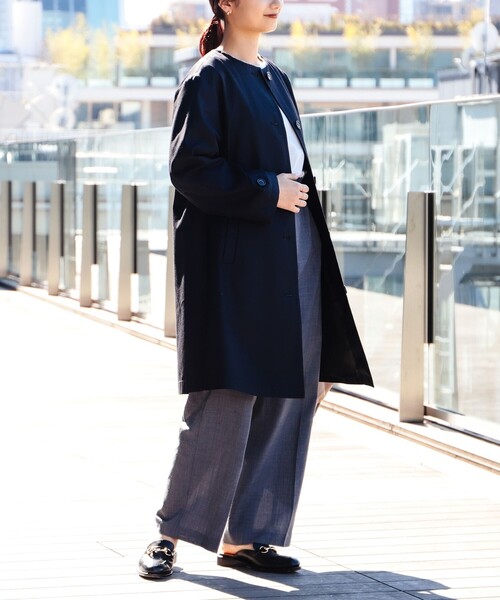 B:MING by BEAMS（ビーミングバイビームス）の「B:MING by BEAMS / 撥水 ノーカラー コート（ノーカラーコート・レディース・ブラウン系その他/ブラック・MEDIUM/SMALL）」の5枚目の写真