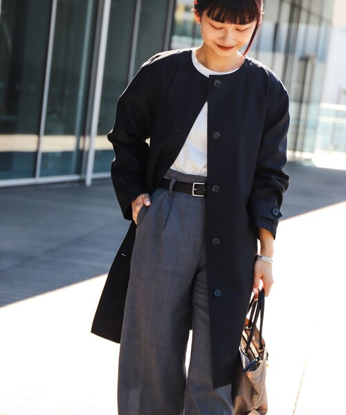 B:MING by BEAMS（ビーミングバイビームス）の「B:MING by BEAMS / 撥水 ノーカラー コート（ノーカラーコート・レディース・ブラウン系その他/ブラック・MEDIUM/SMALL）」の7枚目の写真