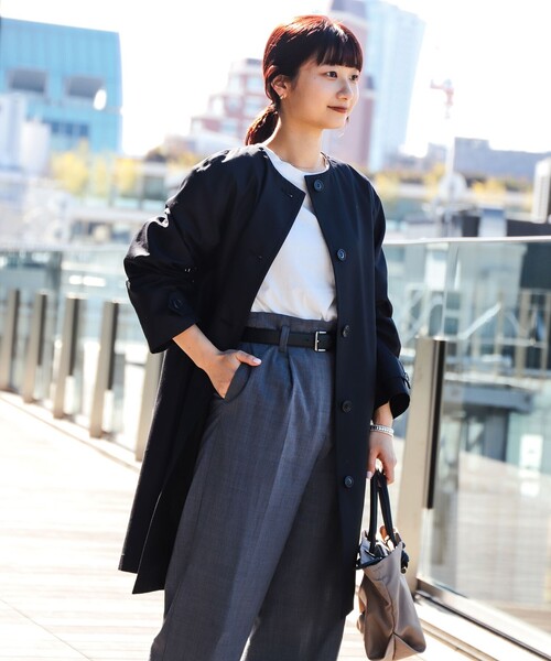 B:MING by BEAMS（ビーミングバイビームス）の「B:MING by BEAMS / 撥水 ノーカラー コート（ノーカラーコート・レディース・ブラウン系その他/ブラック・MEDIUM/SMALL）」の8枚目の写真