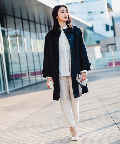 B:MING by BEAMS（ビーミングバイビームス）の「B:MING by BEAMS / 撥水 ノーカラー コート（ノーカラーコート・レディース・ブラウン系その他/ブラック・MEDIUM/SMALL）」の12枚目の写真