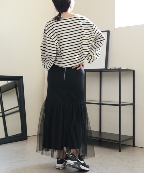 ULEULA（ウルア）の「チュールフリルドッキングタイトスカート/Iラインスカート（スカート・レディース・ブラック/アイボリー・FREE）」の18枚目の写真