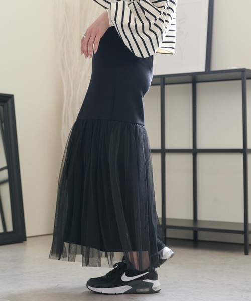 ULEULA（ウルア）の「チュールフリルドッキングタイトスカート/Iラインスカート（スカート・レディース・ブラック/アイボリー・FREE）」の16枚目の写真
