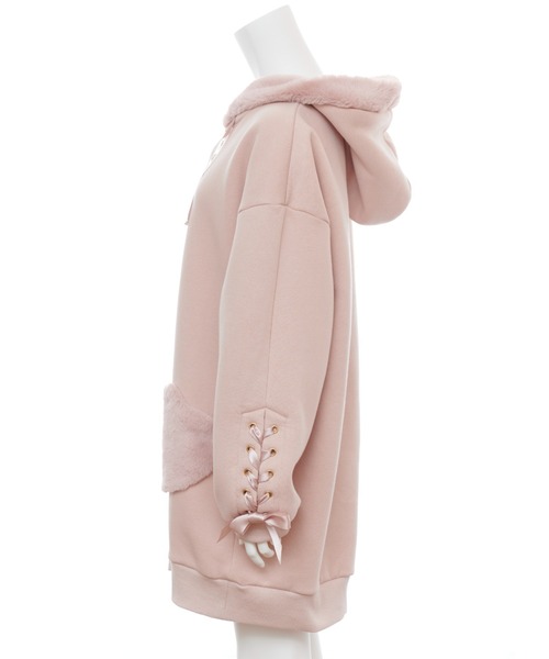 Secret Honey(シークレットハニー)の「ハートポケットパーカーワンピース(Tシャツ/カットソー・レディース・ピンク/オフホワイト・MEDIUM)」の10枚目の写真