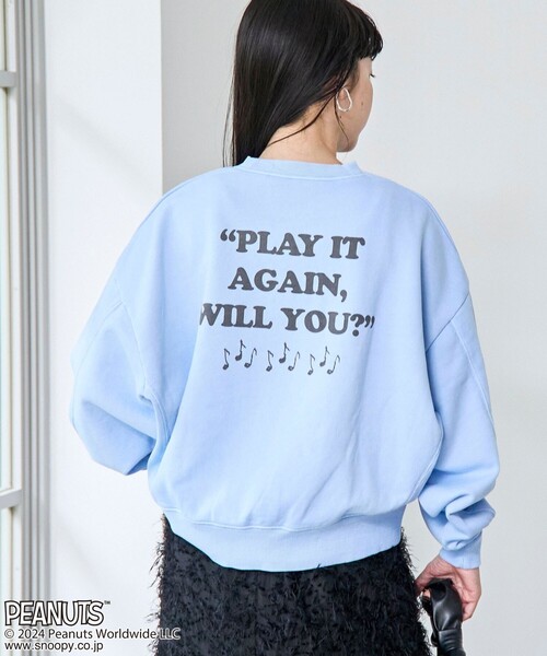 PEANUTS（ピーナッツ）の「PEANUTS（ピーナッツ）コラボピグメント裏毛クルーネックスウェット（スウェット・レディース・ライトブルー/オフホワイト/ライム/オレンジ/ダークグレー/ライラック・FREE）」の15枚目の写真