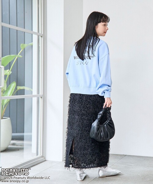 PEANUTS（ピーナッツ）の「PEANUTS（ピーナッツ）コラボピグメント裏毛クルーネックスウェット（スウェット・レディース・ライトブルー/オフホワイト/ライム/オレンジ/ダークグレー/ライラック・FREE）」の20枚目の写真