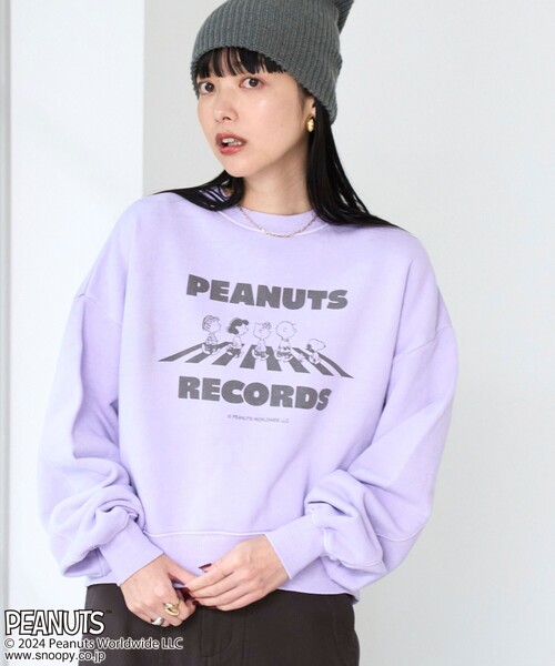 PEANUTS（ピーナッツ）の「PEANUTS（ピーナッツ）コラボピグメント裏毛クルーネックスウェット（スウェット・レディース・ライトブルー/オフホワイト/ライム/オレンジ/ダークグレー/ライラック・FREE）」の22枚目の写真