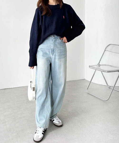 GeeRA（ジーラ）の「美脚魅せバレルレッグカーブデニムパンツ（デニム