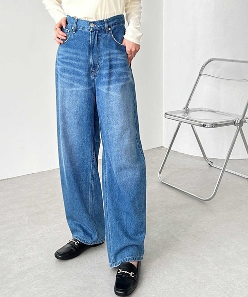 GeeRA(ジーラ)の「美脚魅せバレルレッグカーブデニムパンツ(デニムパンツ・レディース・サックスブルー/ブルー・LARGE/MEDIUM/SMALL)」の19枚目の写真