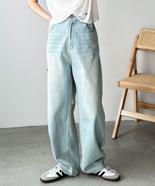 セール】美脚魅せバレルレッグカーブデニムパンツ（デニムパンツ