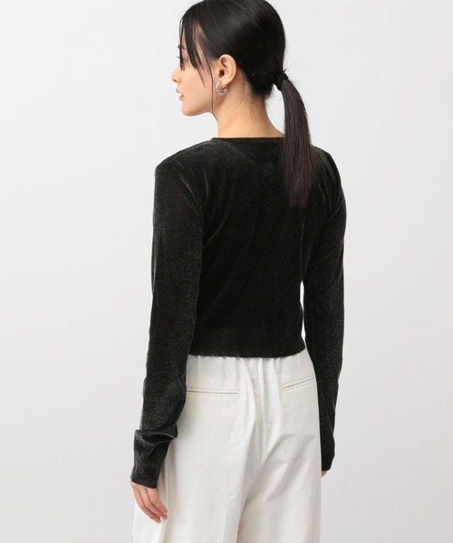 A part by(アパートバイ)の「ベロアショートカーディガン(カーディガン/ボレロ・レディース・オフホワイト/ブラック系その他2/ブルー・FREE)」の11枚目の写真