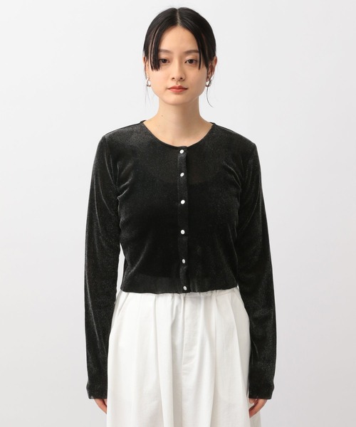 A part by(アパートバイ)の「ベロアショートカーディガン(カーディガン/ボレロ・レディース・オフホワイト/ブラック系その他2/ブルー・FREE)」の13枚目の写真