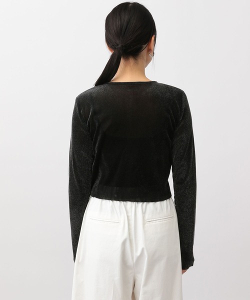 A part by(アパートバイ)の「ベロアショートカーディガン(カーディガン/ボレロ・レディース・オフホワイト/ブラック系その他2/ブルー・FREE)」の15枚目の写真