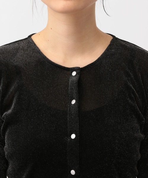 A part by(アパートバイ)の「ベロアショートカーディガン(カーディガン/ボレロ・レディース・オフホワイト/ブラック系その他2/ブルー・FREE)」の16枚目の写真