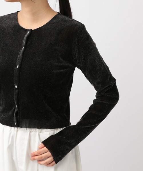 A part by(アパートバイ)の「ベロアショートカーディガン(カーディガン/ボレロ・レディース・オフホワイト/ブラック系その他2/ブルー・FREE)」の17枚目の写真