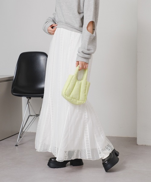 Kastane（カスタネ）の「【ウエストゴム/ペチコート付き】ハシゴレースシアースカート（スカート・レディース・オフホワイト/ブラック・0/1）」の12枚目の写真