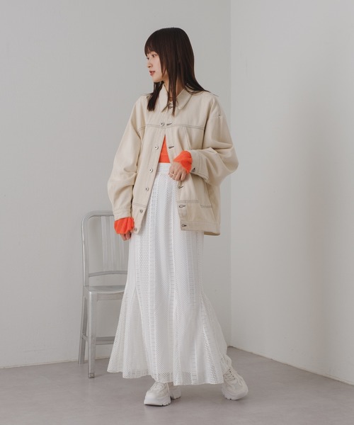 Kastane（カスタネ）の「【ウエストゴム/ペチコート付き】ハシゴレースシアースカート（スカート・レディース・オフホワイト/ブラック・0/1）」の16枚目の写真