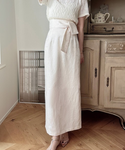 Meiru（メイル）の「ウエストリボンIラインスカート（スカート・レディース・ベージュ/アイボリー/ブラック・LARGE/MEDIUM/SMALL）」の15枚目の写真