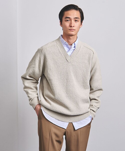 UNITED ARROWS（ユナイテッドアローズ）の「ブークレ Vネック ニット（ニット/セーター・メンズ・イエロー/ライトグレー/ブラック・XL/M/S/L）」の3枚目の写真