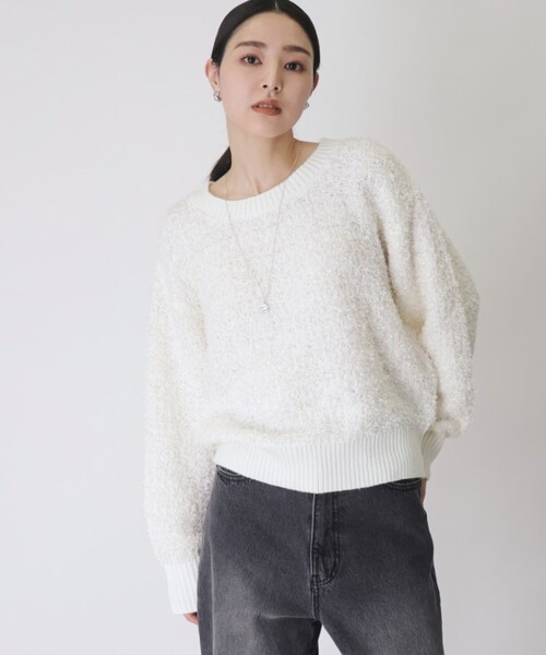 THE SHOP TK （ザ ショップ ティーケー ）の「◆ふんわり×ラメニット【手洗い可】（ニット/セーター・レディース・オフホワイト/ベージュ系1・12/13）」の6枚目の写真