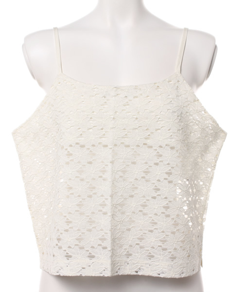 Kastane（カスタネ）の「デニムレースキャミ（タンクトップ・レディース・ブルー/オフホワイト・FREE）」の4枚目の写真