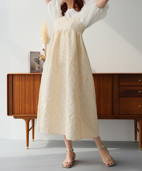 セール】ふくれ花柄ジャガードキャミワンピース（ワンピース）｜Doula