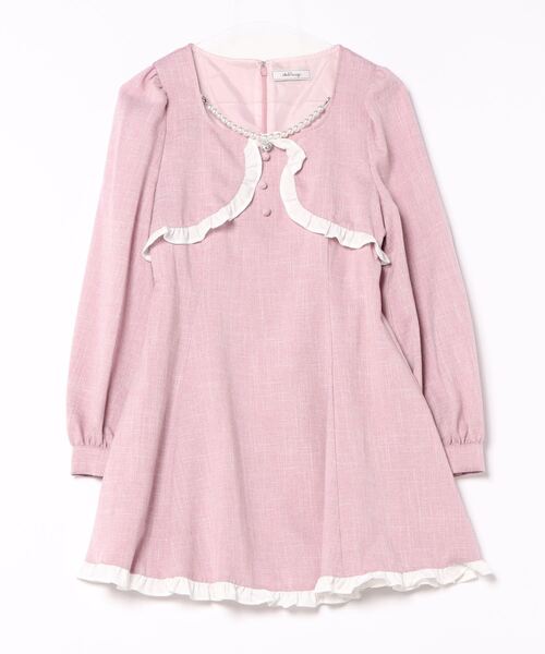 Ank Rouge（アンクルージュ）の「フロントパールボレロ風ワンピース（ワンピース・レディース・ベージュ/ブラック/ピンク・M）」の15枚目の写真