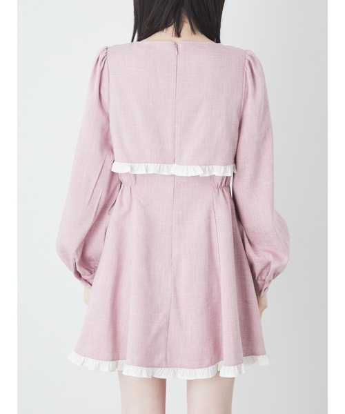 Ank Rouge（アンクルージュ）の「フロントパールボレロ風ワンピース（ワンピース・レディース・ベージュ/ブラック/ピンク・M）」の10枚目の写真