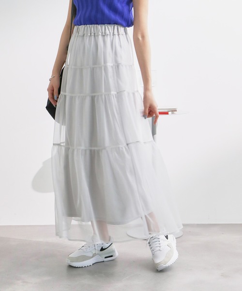 ROPE' PICNIC(ロペピクニック)の「ティアードチュールスカート(スカート・レディース・ライトグレー/チャコールグレー/オフホワイト・38)」の16枚目の写真