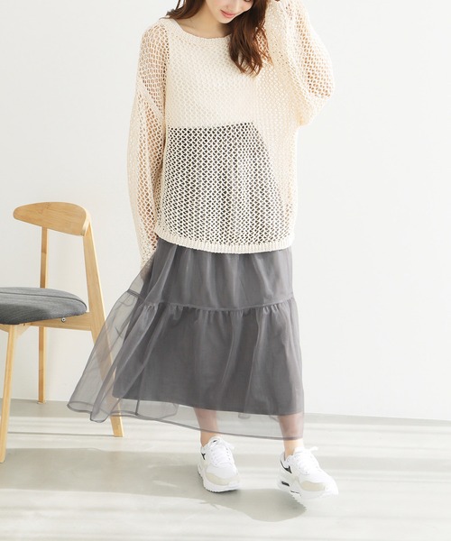 ROPE' PICNIC(ロペピクニック)の「ティアードチュールスカート(スカート・レディース・ライトグレー/チャコールグレー/オフホワイト・38)」の5枚目の写真