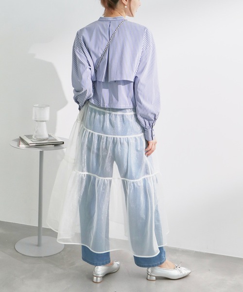 ROPE' PICNIC(ロペピクニック)の「ティアードチュールスカート(スカート・レディース・ライトグレー/チャコールグレー/オフホワイト・38)」の9枚目の写真