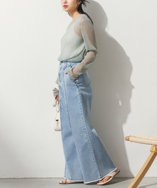 hunch(ハンチ)の「【WEB限定/別注】クルーネック ラメシアートップス(Tシャツ/カットソー・レディース・ミント/チャコール/グレー/オフホワイト・FREE)」の15枚目の写真