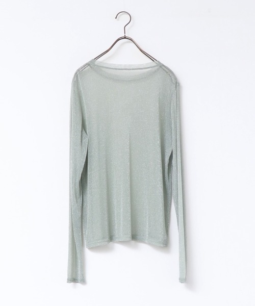 hunch(ハンチ)の「【WEB限定/別注】クルーネック ラメシアートップス(Tシャツ/カットソー・レディース・ミント/チャコール/グレー/オフホワイト・FREE)」の12枚目の写真