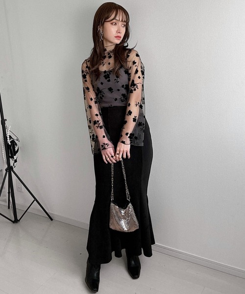 deux amour（ドゥーザムール）の「ボトルネック花柄フレアスリーブ（その他トップス・レディース・ブラック/ホワイト/モカ・FREE）」の19枚目の写真